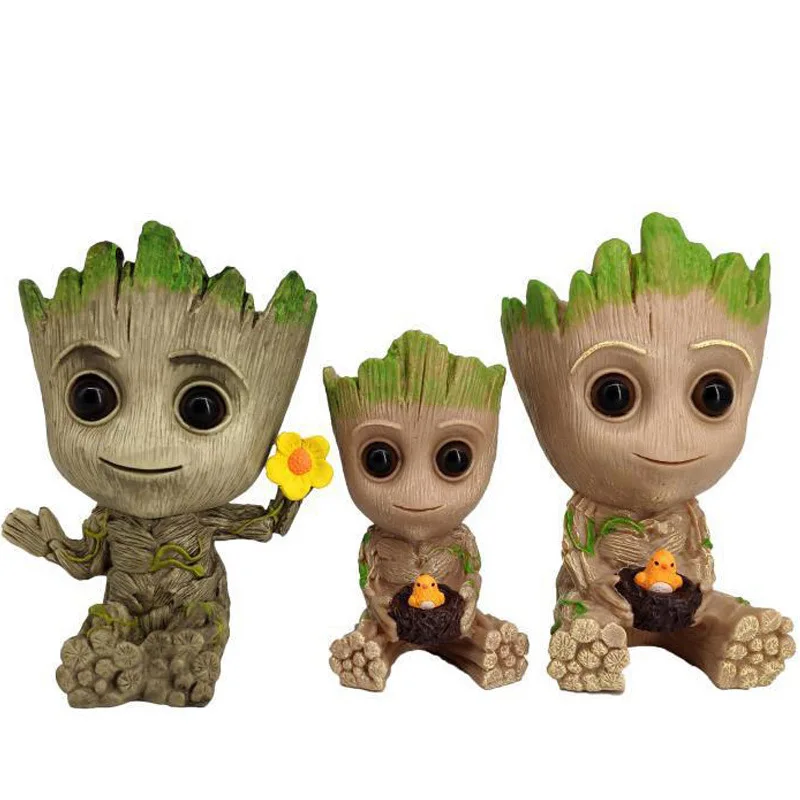 Fashion Decoration Personality Anime Character Groot Flower Ornament Baby Tree Man Figurine Office Desk Decor Miniature Model