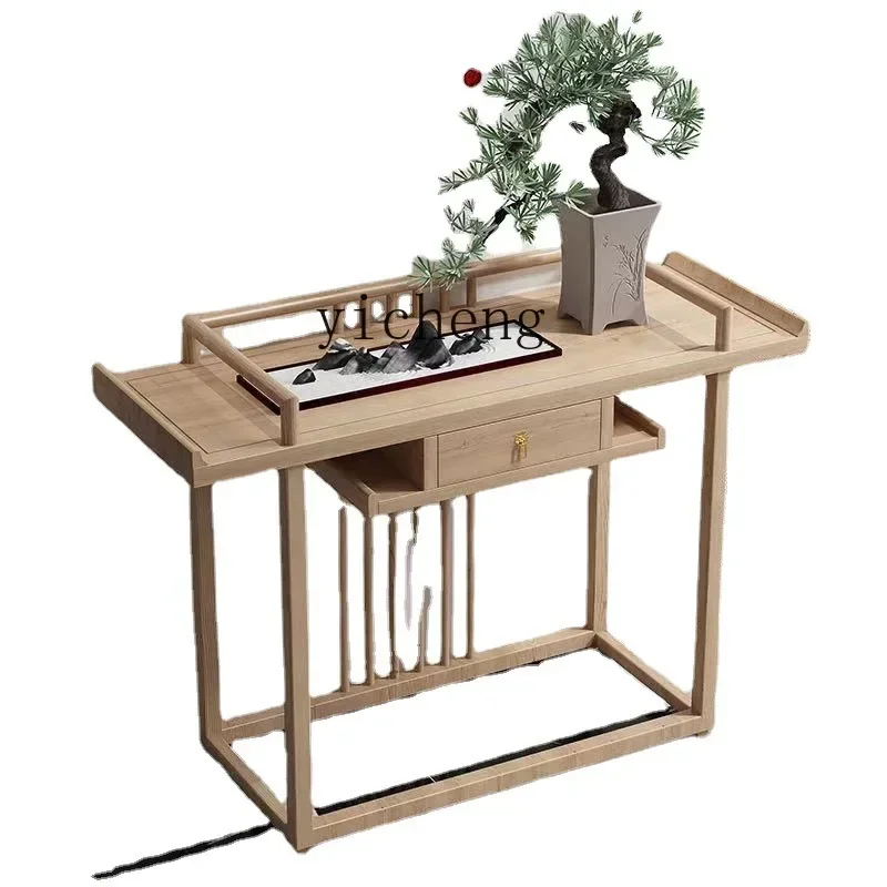 

Wall Entrance Cabinet Table a Long Narrow Table Chinese Solid Wood Simplicity Zen Light Luxury Console