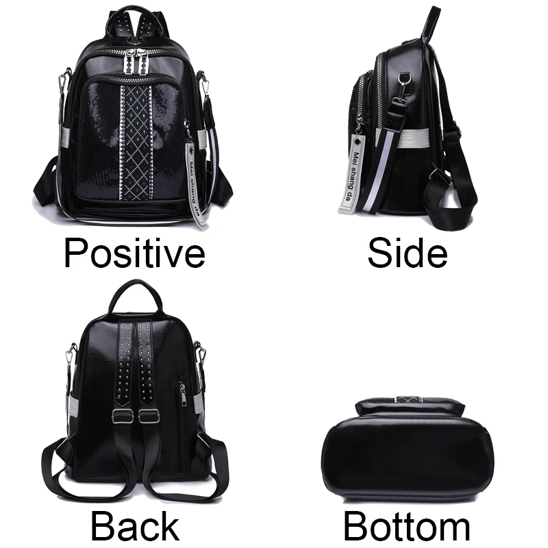 Fashion Women Backpack Designer Pu Leather Travel Back Pack Casual Shoulder Bag High Quality School Bags For Teenagers Girls Sac