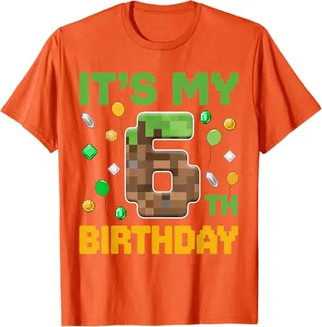 Geburtstags-Junge „It's My 6. Birthday Gamer Pixel Number Six“ T-Shirt Fashion Sons Nephew Enkel B-Day Geschenk Videospiel Spruch T-Shirt – Detail 5