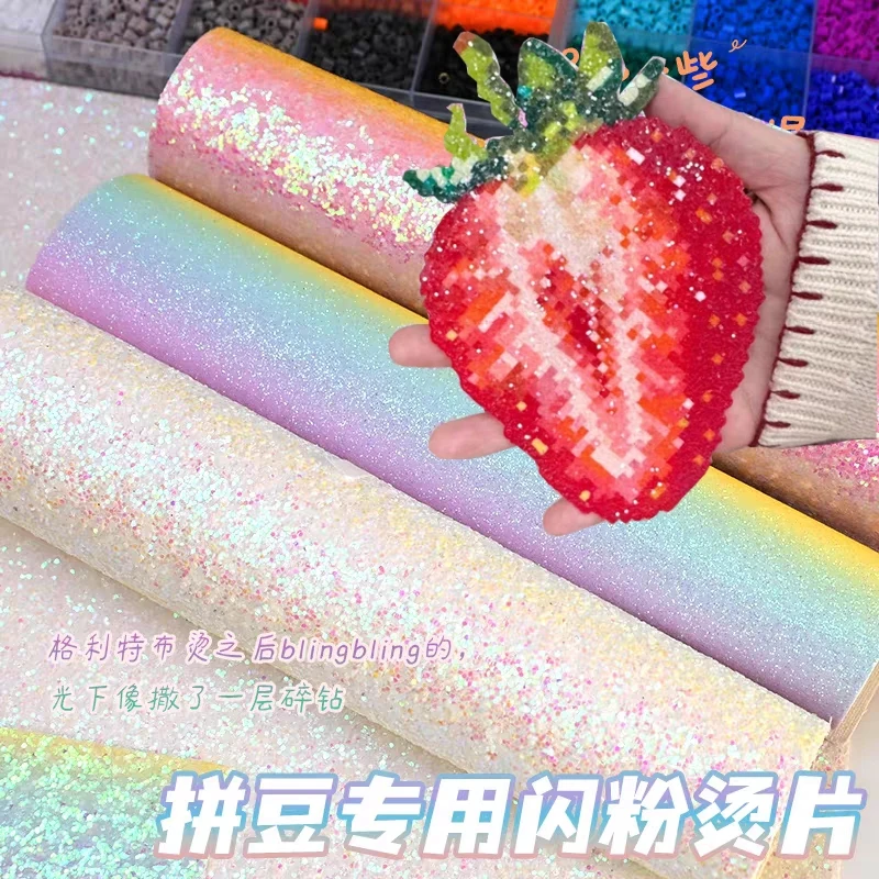 

Strawberry Shiny Ironing Cloth Fuse Beans Glitter Baking Cloth DIY Shining Non Stick Heat Resistant Ironing Sheets Heatproof