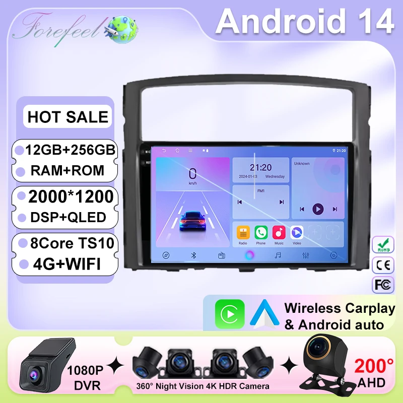 

For Mitsubishi Pajero 4 2006-2014 Car Radio Android Automotive Multimedia Player GPS Navigation Carplay Touch Screen Auto Stereo