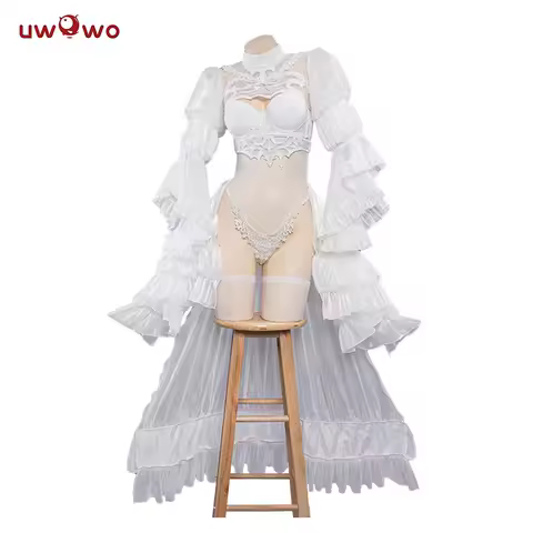 UWOWO 2B Cosplay Costume White Wedding Dress Bride Halloween Costume Outdoor Dress For Women