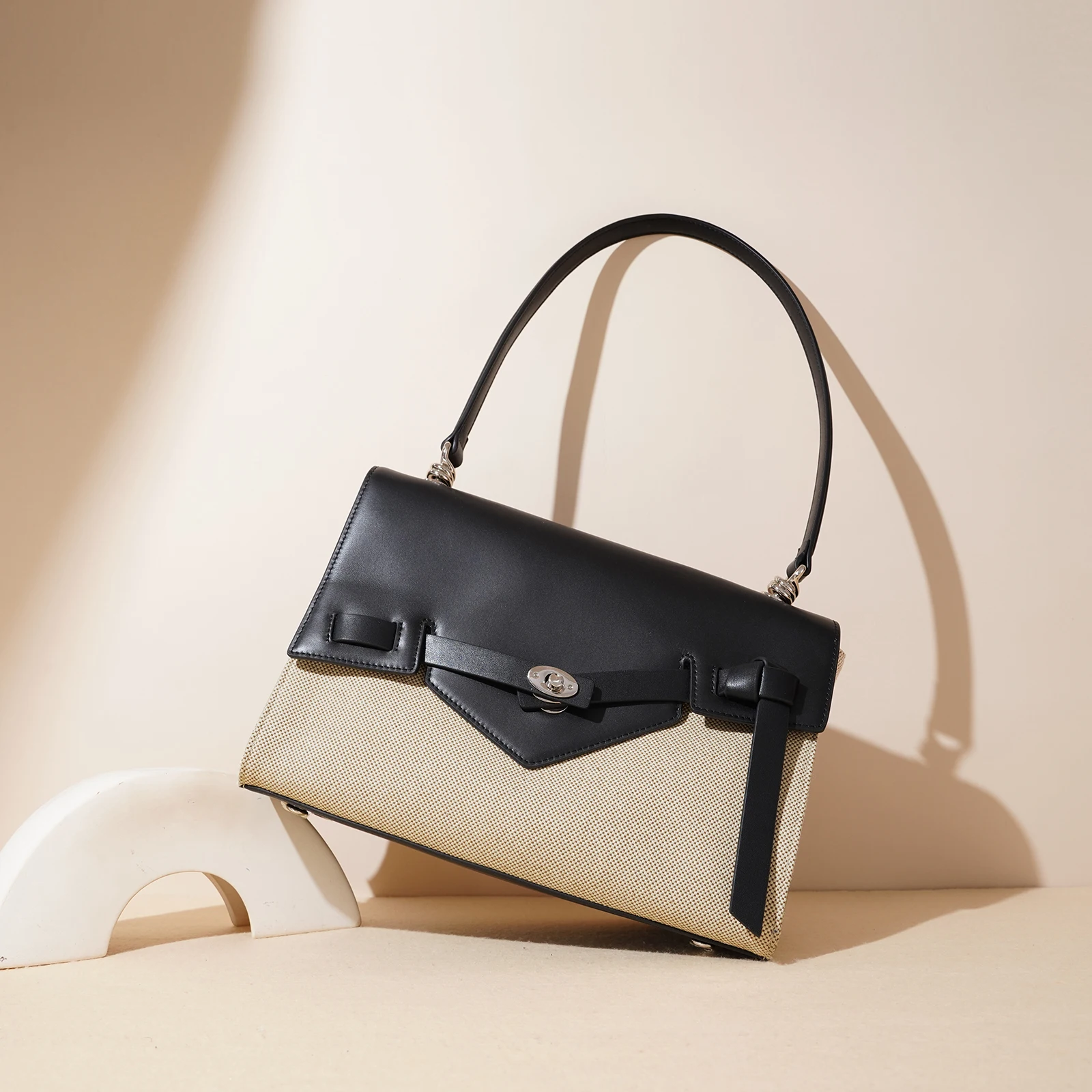 

Asymmetric Design Canvas Leather Shoulder Messenger Bag Indie Square Flap Purse Versatile Women's Handbag Casual Crossbody Pack