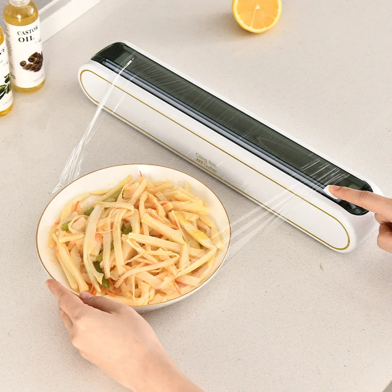 Household Two-way Knife Cling Film Cutter, Kitchen Wall Mounted Non Perforated Tin Foil Cutting Box, Cling Film Divider