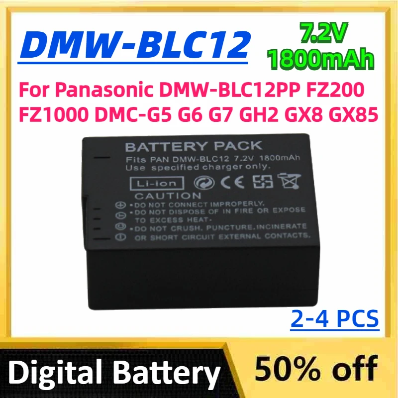For Panasonic DMW-BLC12 DMW-BLC12E Digital Battery 7.2V 1800mAh For Panasonic DMW-BLC12PP FZ200 FZ1000 DMC-G5 G6 G7 GH2 GX8 GX85