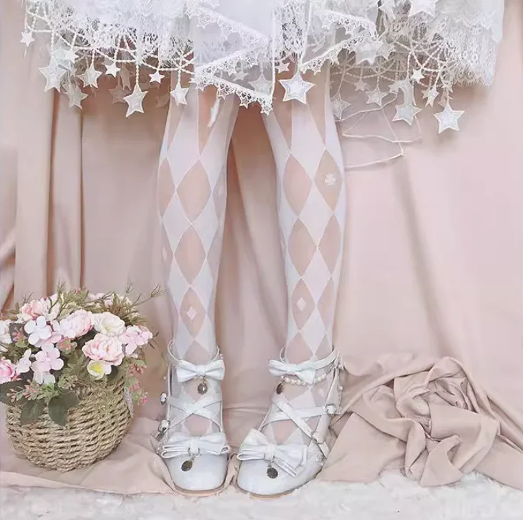New Spring Summer Lolita Socks Japanese Style Girls Sweet Tights Romper Ultra-Thin Women's Pantyhose All-match Printed Stockings
