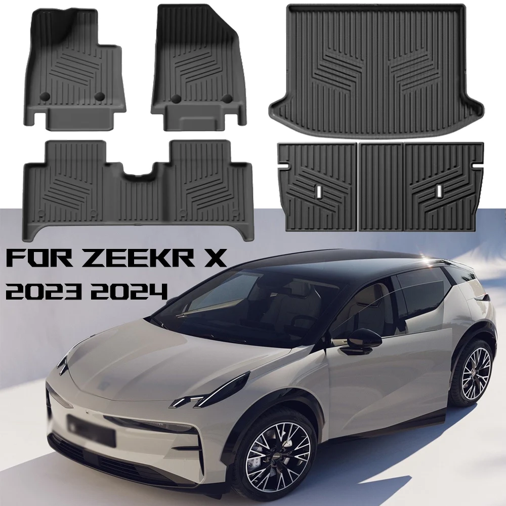 

Автомобильные коврики для ног, подкладка для багажника/коврик на спинку, совместимый с 5 сиденьями ZEEKR X 2023 2024 TPE 3D всепогодные аксессуары