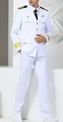 White US Navy Uniform Officer Suit Spring Sailor Men Captain Include Pants Jacket