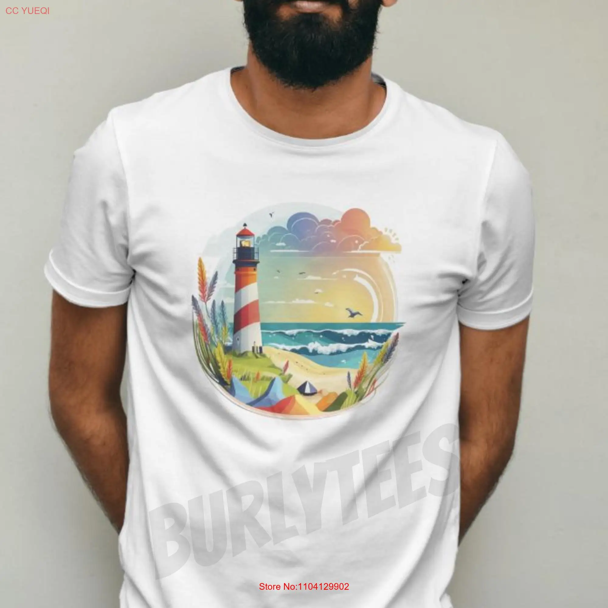 

Colorful Lighthouse T Shirt Vibrant Featuring Scenic Coastal Views Beach Apparel for Ocean Lovers Perfect Idea