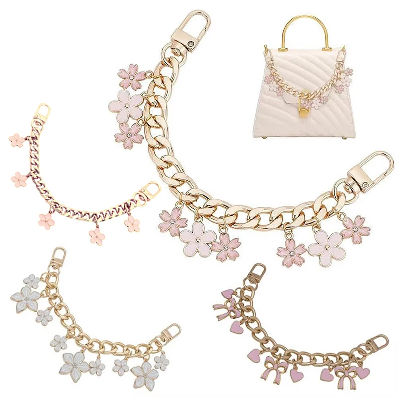 High-end Alloy Metal Sakura Extension Chain for Women's Bag Fashion Bag Decoration Chain Bag Accessories Pendant
