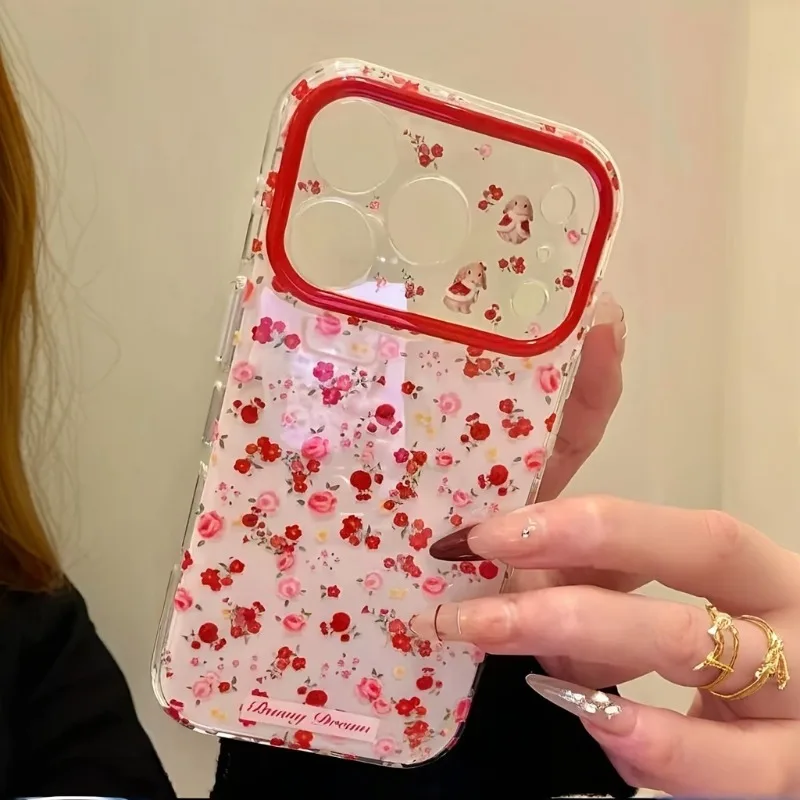 Lovely Cartoon Red Flowers Pattern Phone Case For iPhone 1 1 12 13 14 15 16 Pro 17 Pro Max Fashion Shockproof Back Cover - view 6