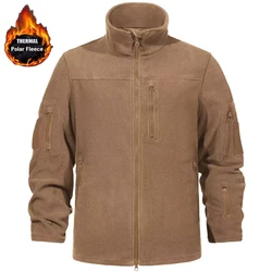 Men Fleece Jacket Full Zip Tactical Winter Coats Windproof Warm Hunting Camping Hiking Climbing Polar Fleece Outdoor Jackets