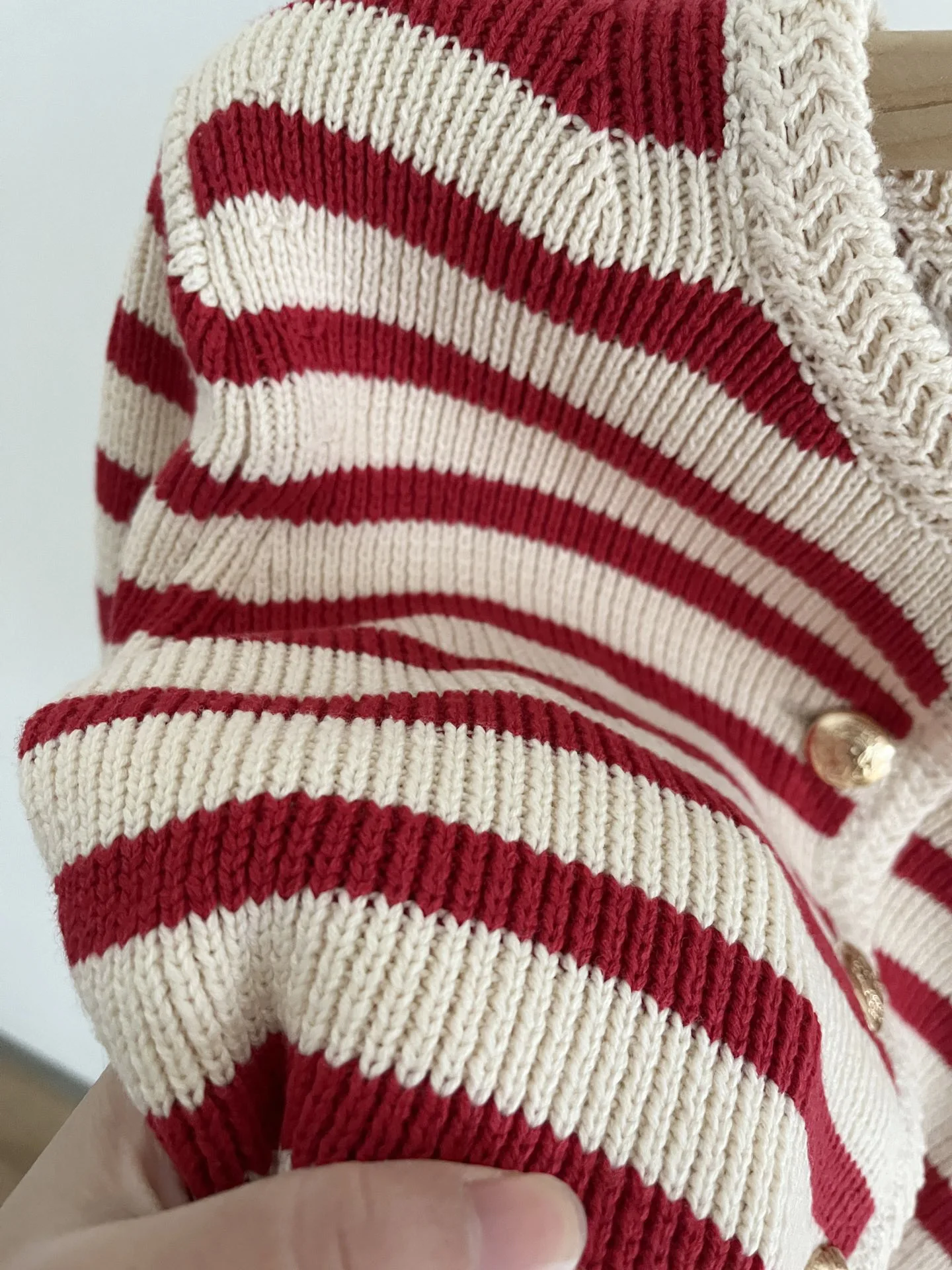 Retro Contrasting Striped Knitted Cardigan Small Fragrant Cropped Sweater Jacket Trendy Single Breasted Coat Female Knitwear