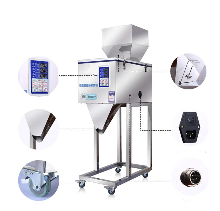 مبيعات المصنع مباشرة 10-3000 جرام كيس شاي بذور الحبوب الكيس مسحوق وزن آلة تعبئة الجسيمات آلة التعبئة