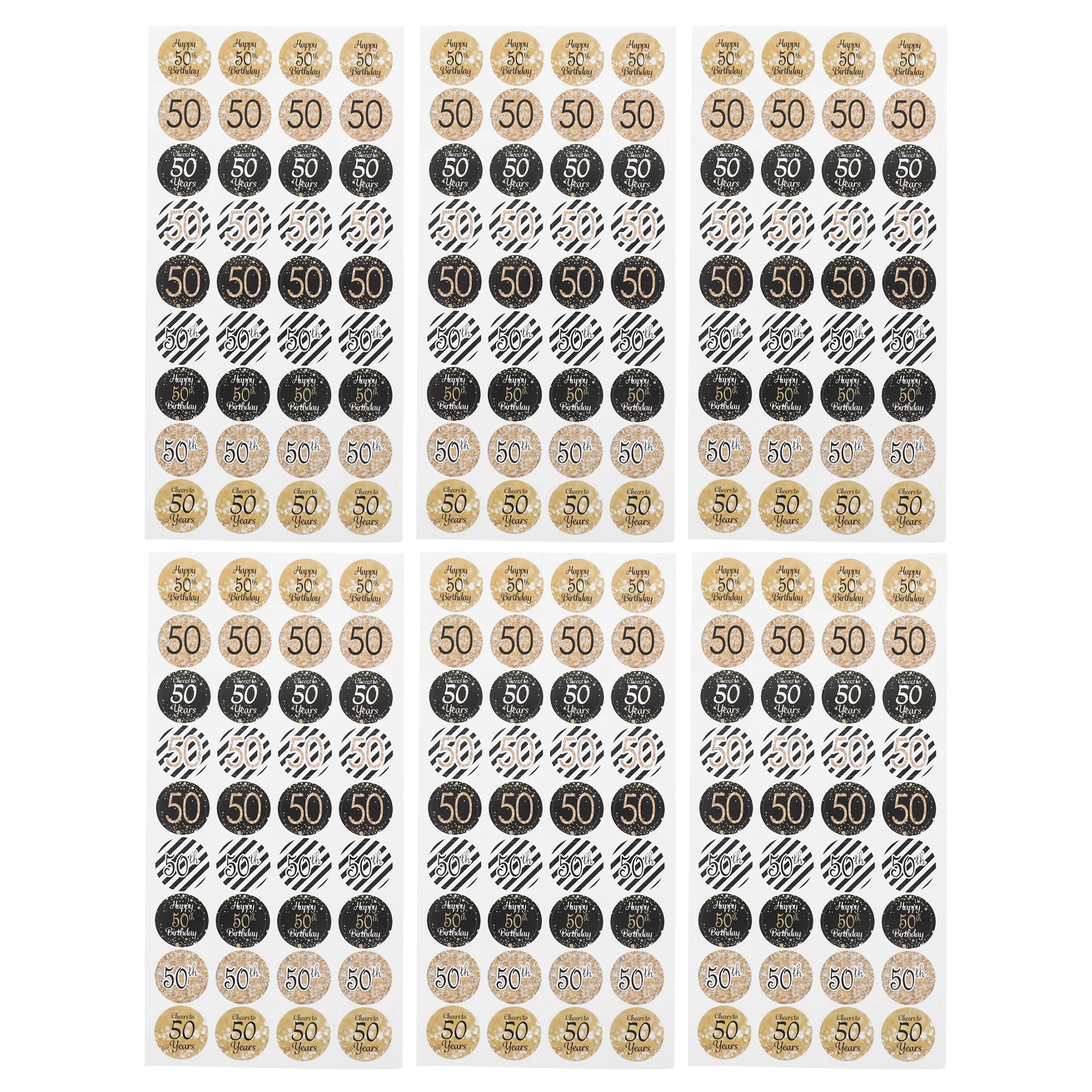 

216pcs 50Th Birthday Stickers Decals Adhesive Candy Packaging Gift Party Favors Decorative File Label Wall Clothes Art Safe