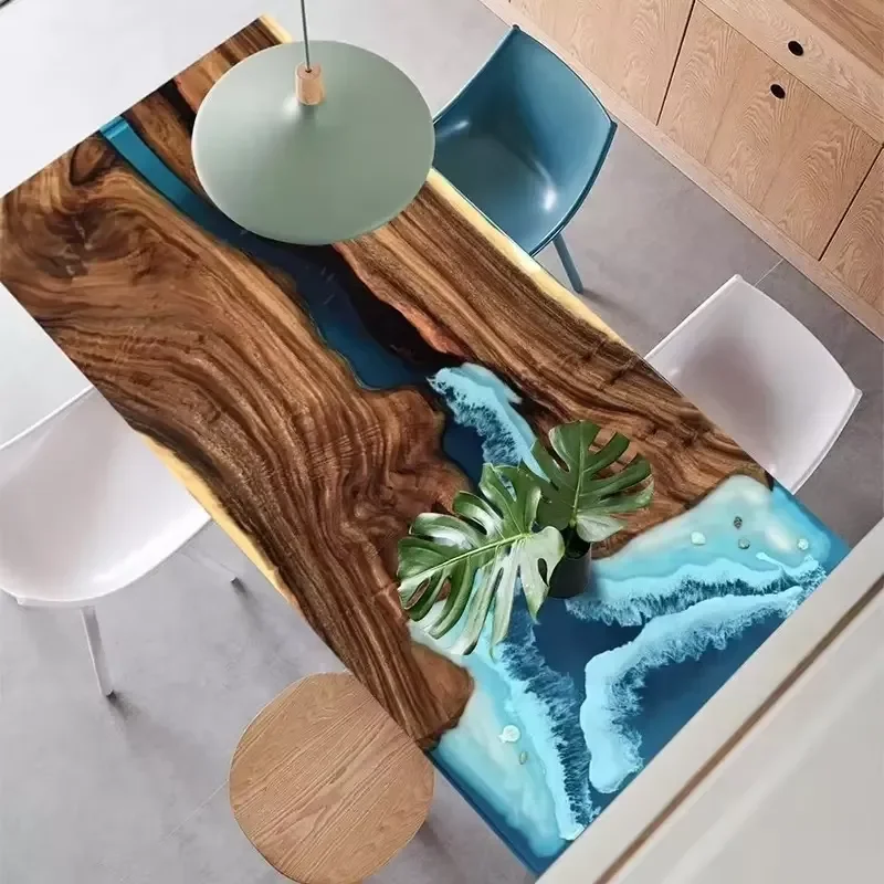 New Factory Special Modern Custom Ocean Long Solid Top Walnut High End Design Wood Dining River Resin Epoxy Table