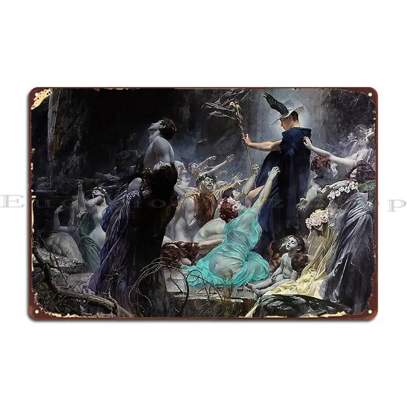 Adolf Hiremy Hirschl The Souls Of Acheron Metal Plaque Poster Wall Cave Mural Customized Garage Club Tin Sign Poster