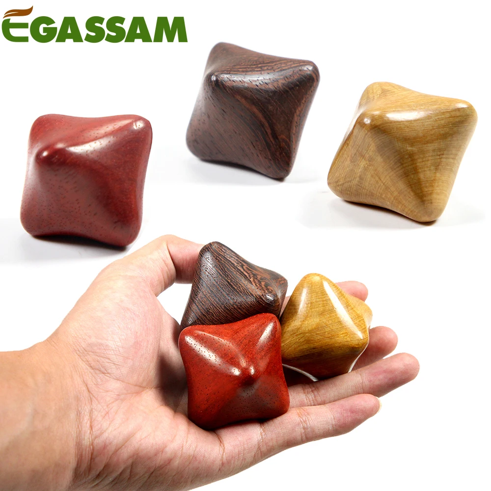 EGASSAM 1Pcs Hexagon Hand Massager Wood Hand Ball Thai Massage Trigger Point Massager Relief Tool