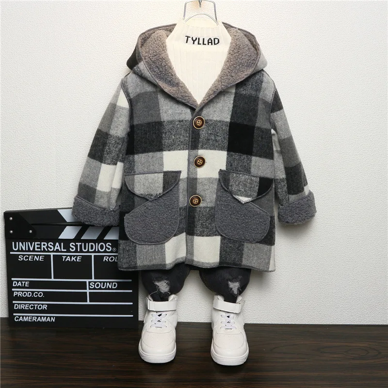 Boys Coat Jacket Outwear Tops Cotton 2022 Vintage Thicken Plus Velvet Winter Autumn Plus Size Overcoat Children\'s Clothes