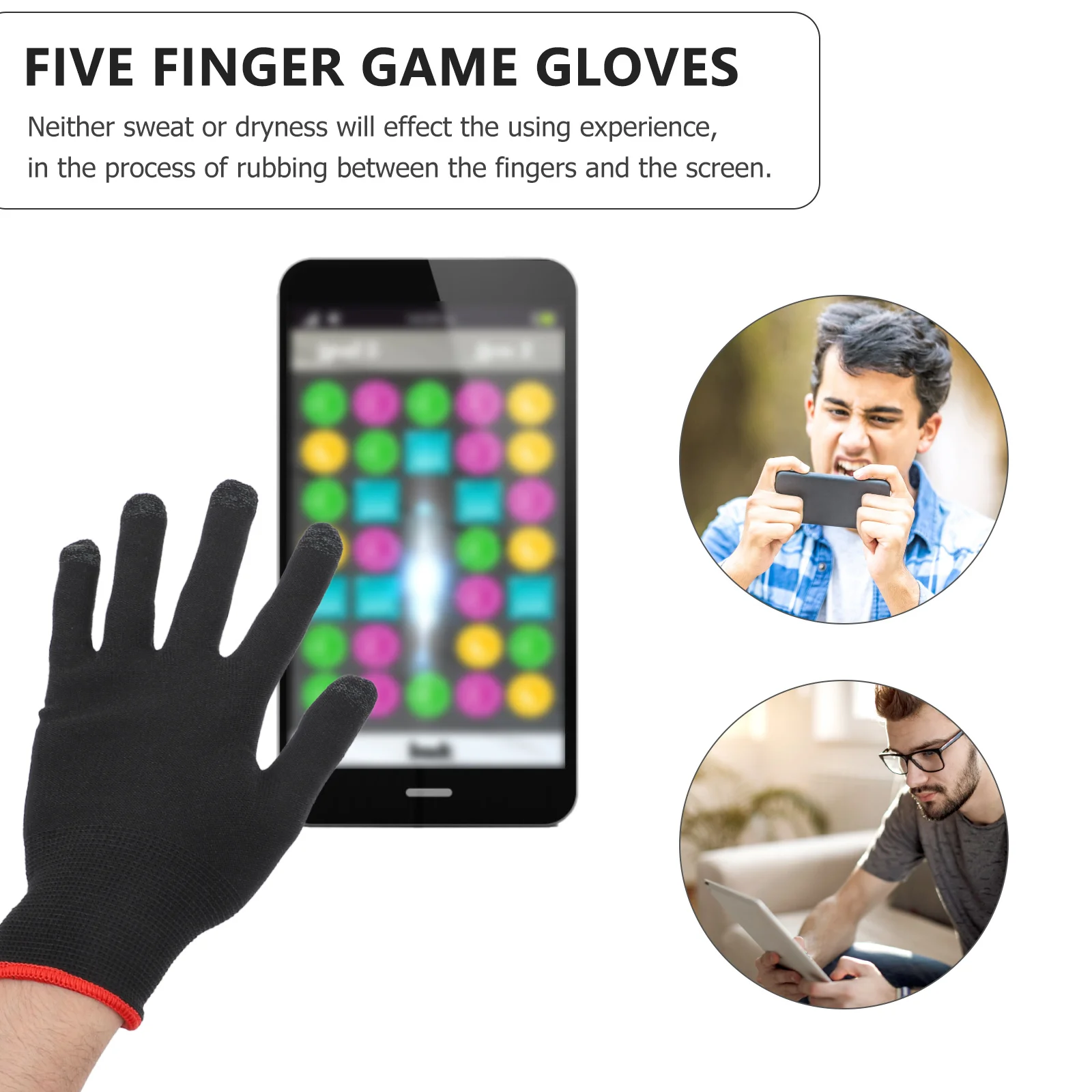 زوجان من قفازات الألعاب التي تعمل باللمس، أطراف أصابع مضادة للعرق، مريحة مناسبة لألعاب الهاتف المحمول، وحماية من الطقس البارد #1