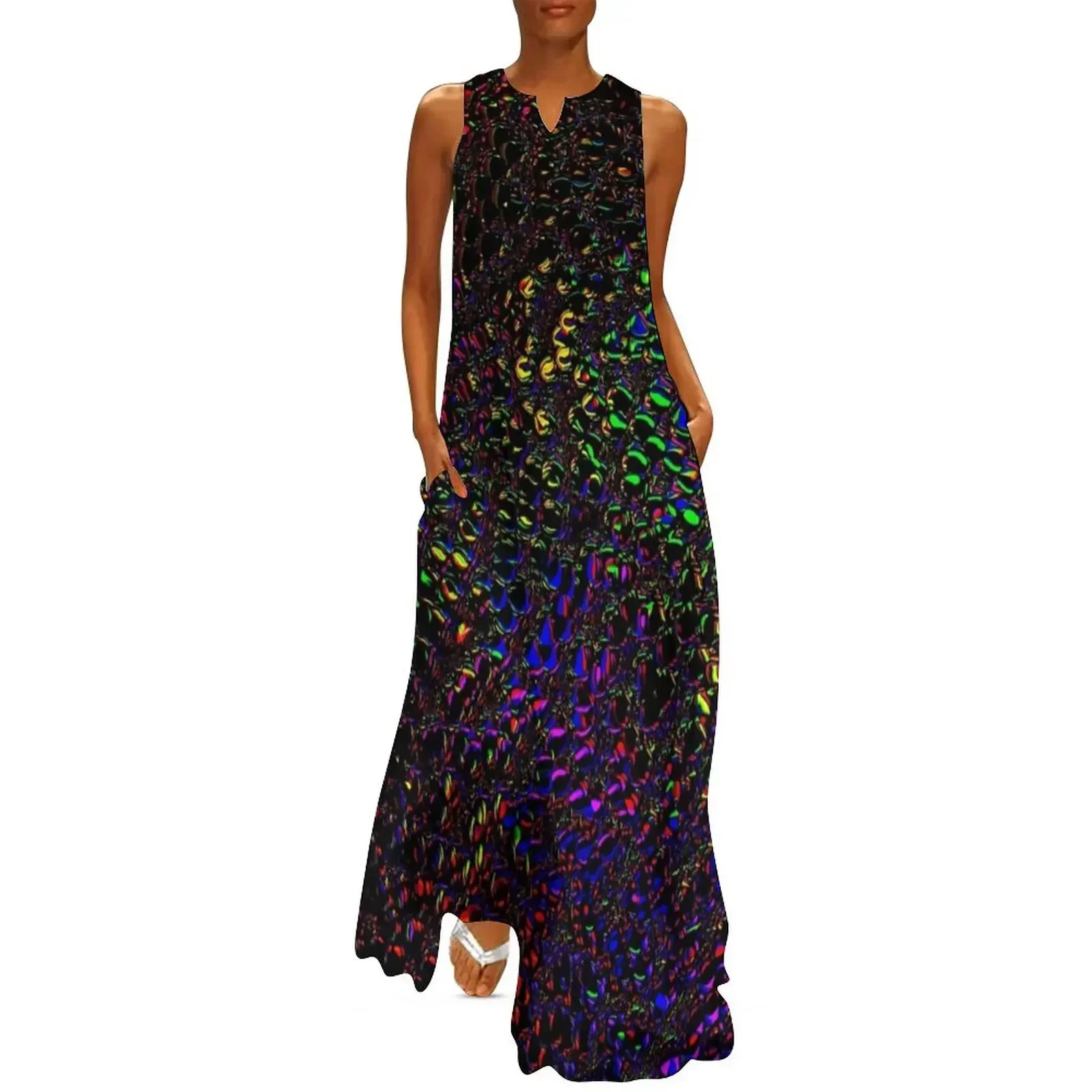 

Dark Rainbow Scales Long Dress Evening gown beach dress cocktail dresses Dress
