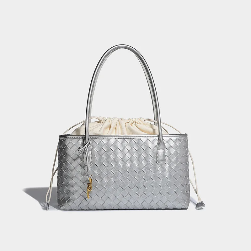 Handgeweven Handtas Met Grote Capaciteit 2024 Nieuwe Mode Veelzijdige Groentemand Schoudertas Luxe Designer Handtas Damestas