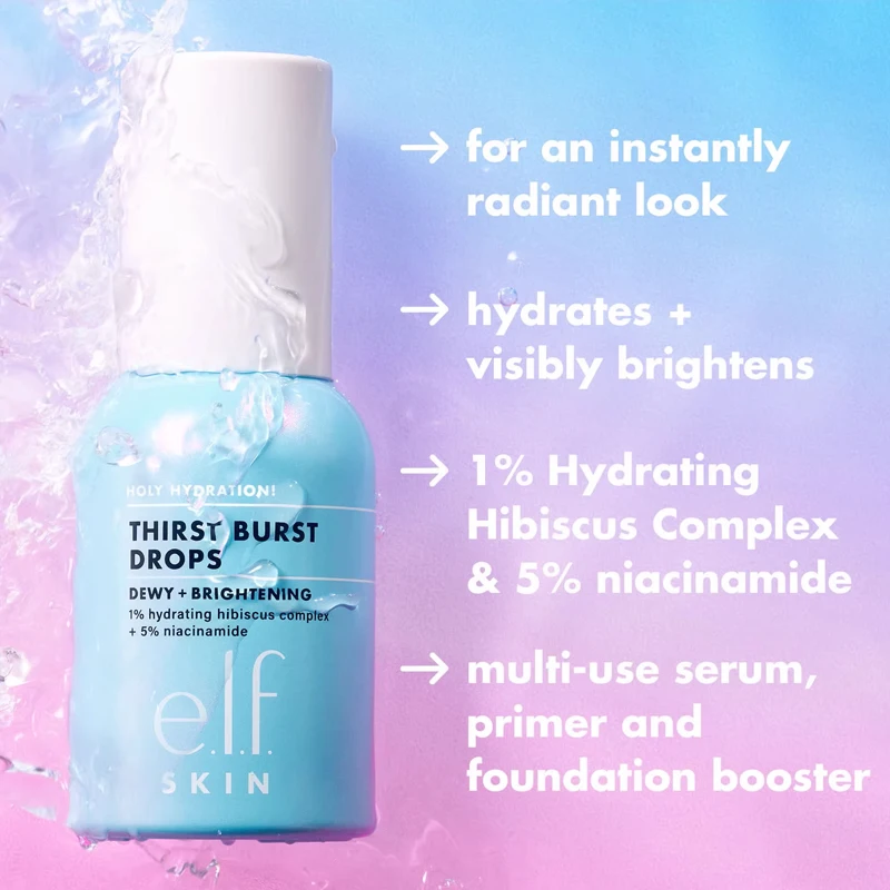 Elf Thirst Burst Gocce Schiarente Primer per essenza schiarente e idratante Balsamo per labbra Protegge le labbra Impostazione Spray Primer verde