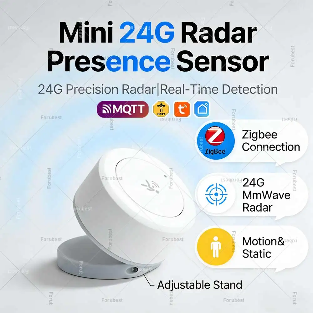 

Smart Zigbee Human Presence Sensor 24G MmWave Radar Motion Static Detection Home Automation Support Tuya Smart Life Zigbee2mqtt