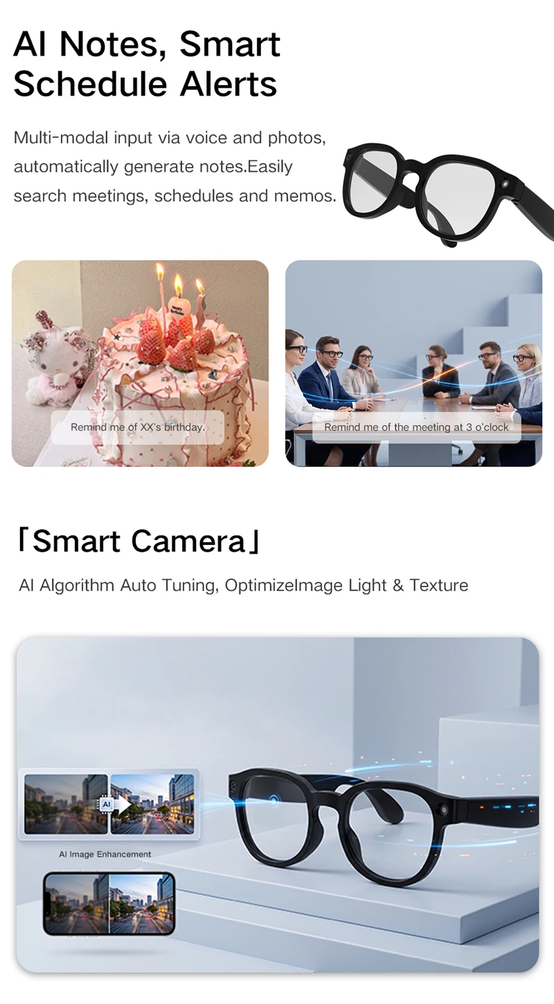Lenovo G6 Smart-Brille 8MP Kamera Bluetooth-Anrufe Video KI-Übersetzung Bildstabilisierung Video- und Audioaufnahme – Detail 8