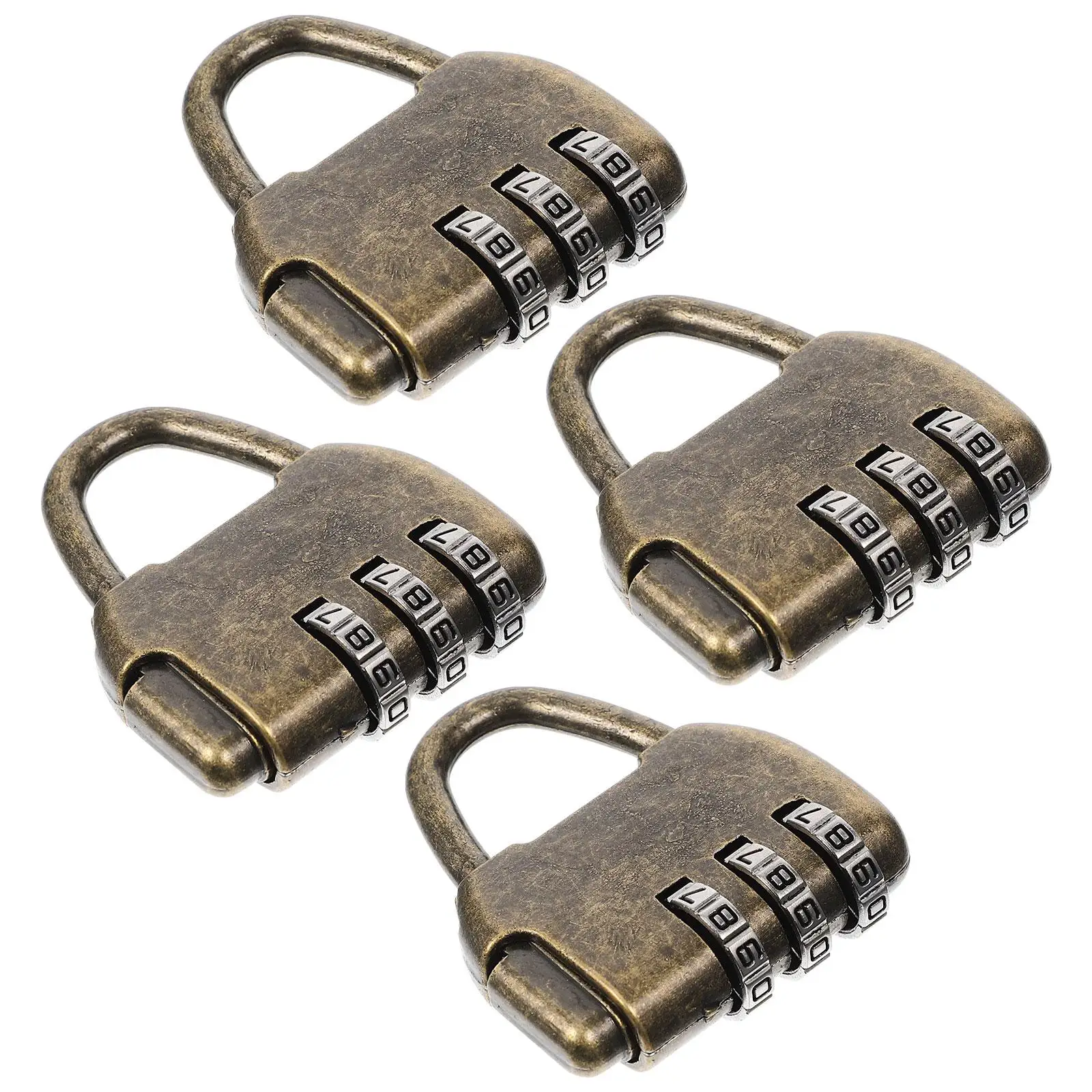 

4 Pcs Digital Code Vintage Suitcase Combination Padlock Zinc Alloy Retro Chinese Combination for Cabinet Classic