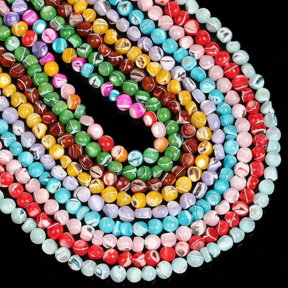 Natürliche MOP-Muschelperlen 7-8mm Mehrfarbige Runde Lose Abstandsperlen für Schmuckherstellung DIY Armbänder Ohrring-Zubehör