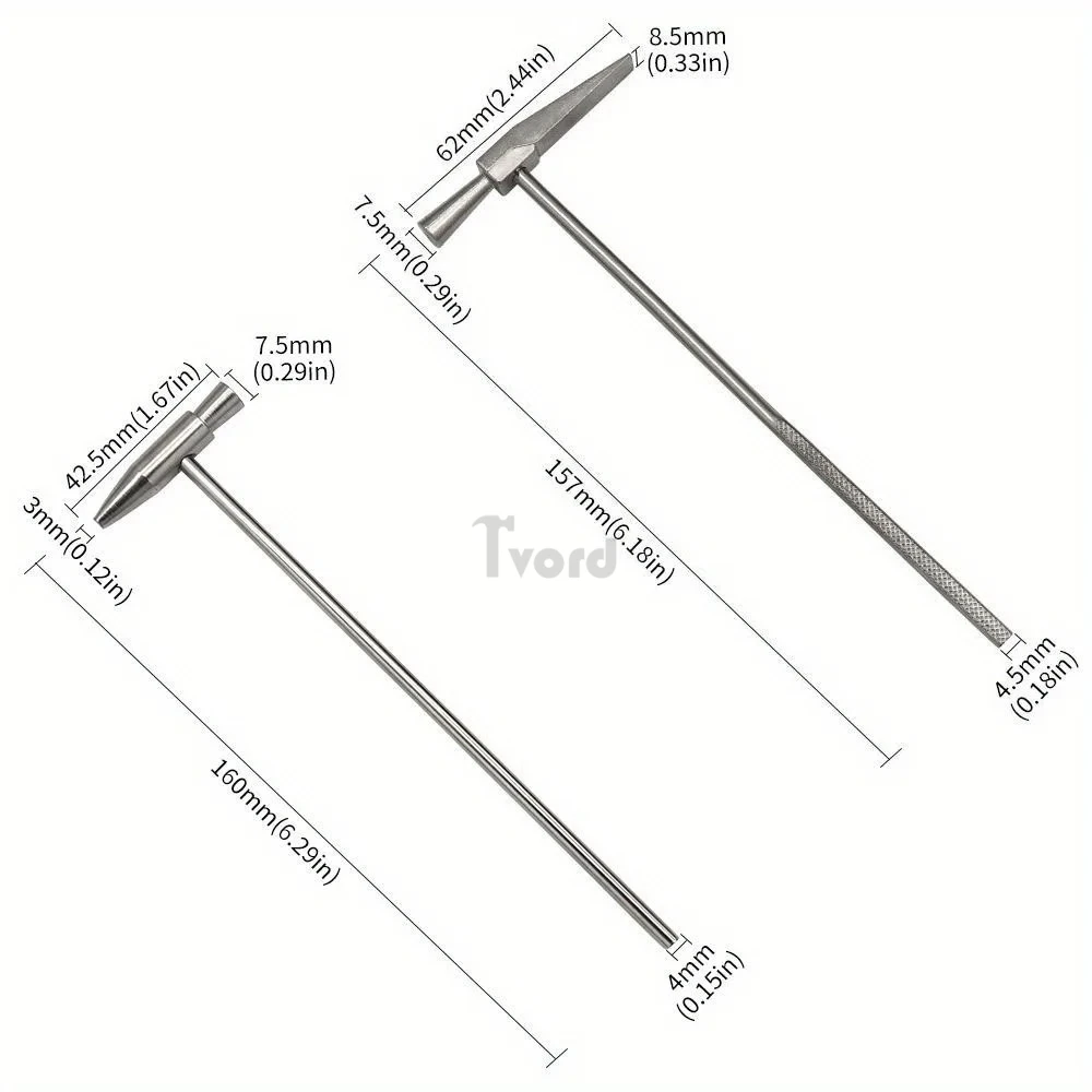 2Pcs Mini Hammer Advanced Jewelry Maintenance Watch Repair Tool Portable Comfort Kalimba Tuning Jewelry Trimming Small Hammer