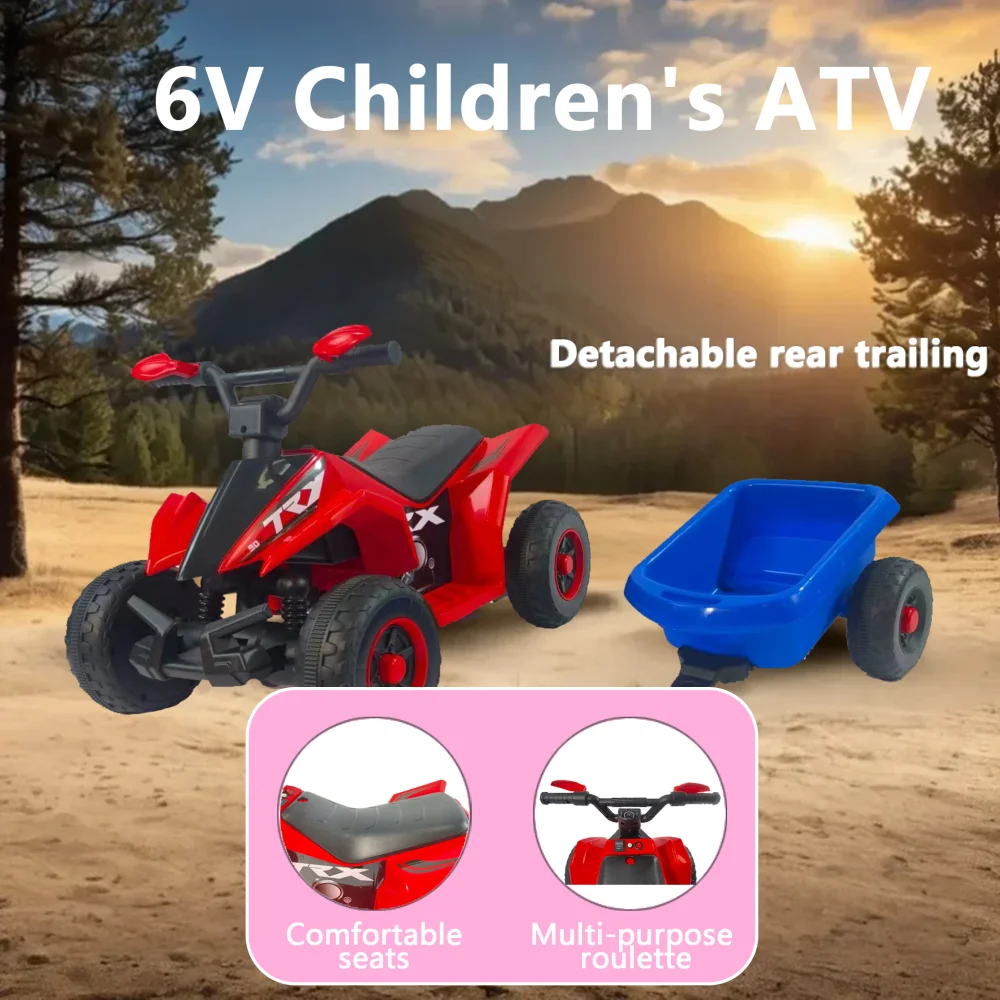 6V Battery Powered Kids Electric car 4 Wheels Large Seat, Electric Ride on Toys Best Gifts For Age 3-6 years Old