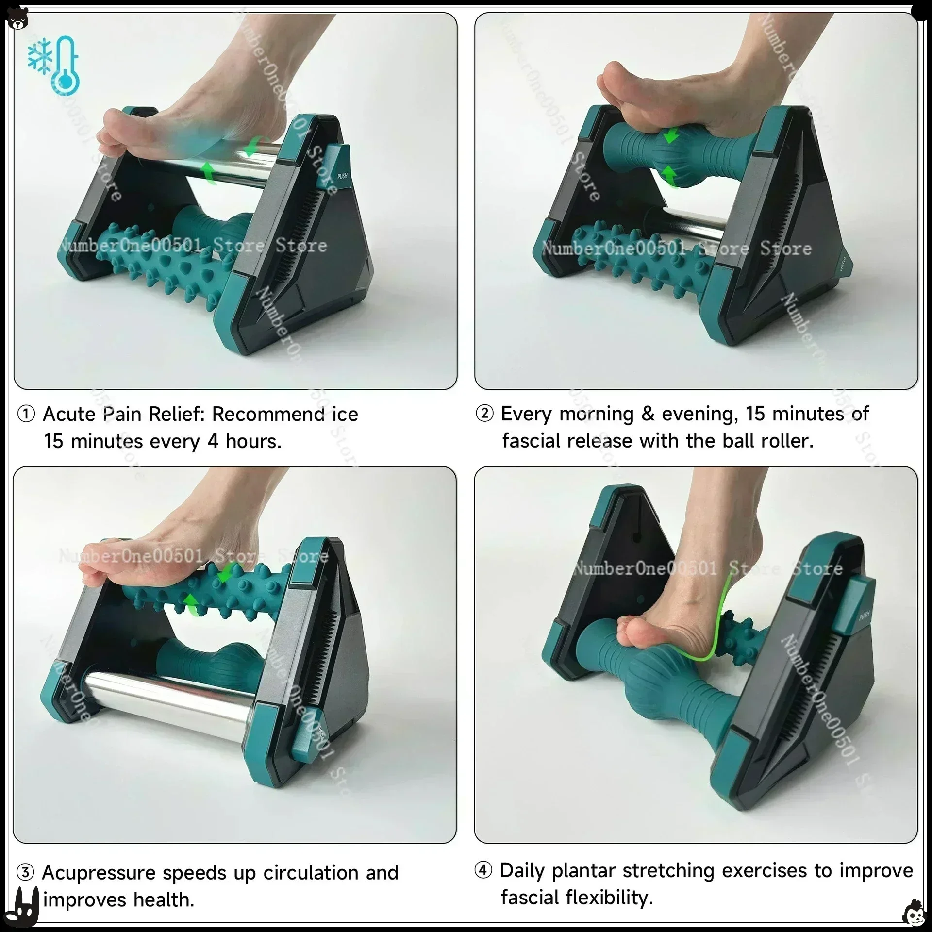 

Массажер для ног с функцией охлаждения: снимает напряжение с фасций стопы, уменьшает боль в стопах и пятках, массаж три в одном.