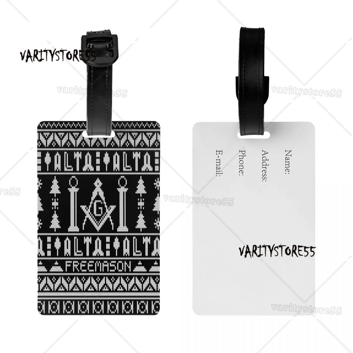 Custom Masonic Mason Freemason Pattern Luggage Tags for Suitcases Fashion Baggage Tags Privacy Cover Name ID Card