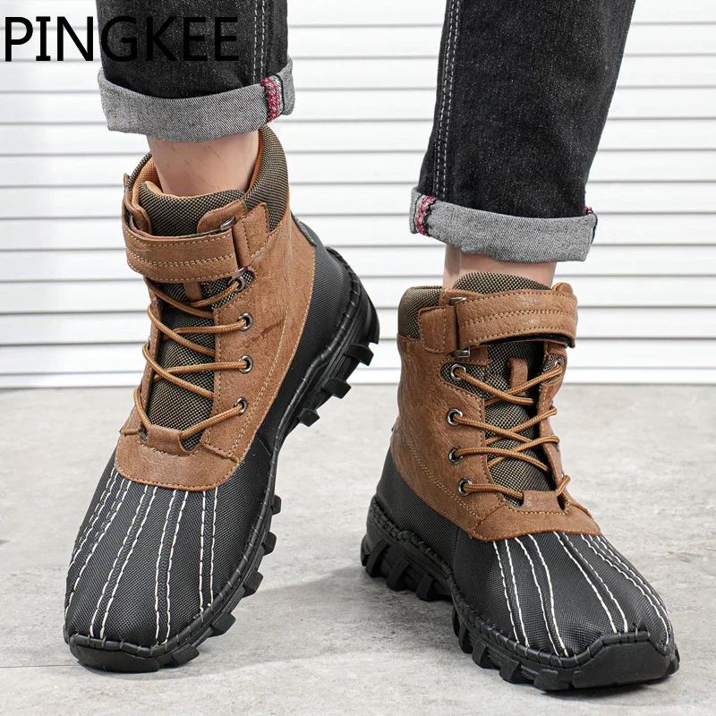 PINGKEE VENOCON Winter Barefoot Leather Woman Casual Wide Toebox Nose Shoes Men Women Snow Boots Sneakers With Fur Footwear Man