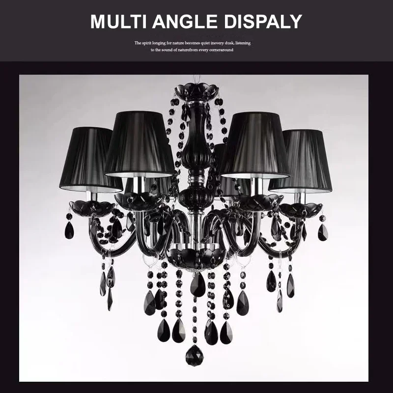 Modern Crystal Chandelier Light Fixtures Lustre Para Quarto Black LED E14 Bulb Holder for Living-room Bedroom Kitchen Passage