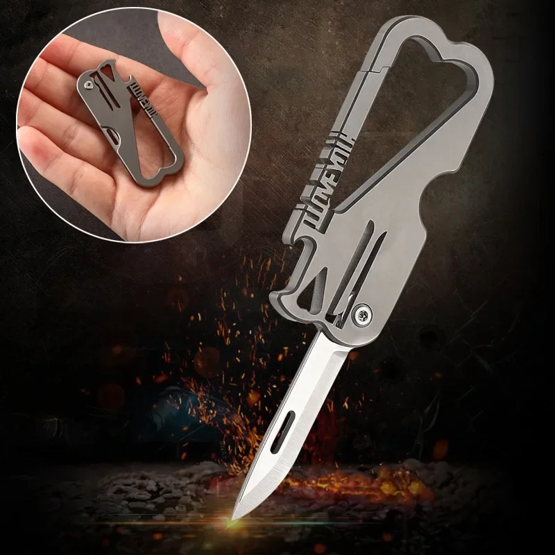 Couple Gift for Lovers Pink Grey Folding Knife Titanium Alloy Handle Portable Keychain Pocket Knife EDC Tool Unboxing Cutter