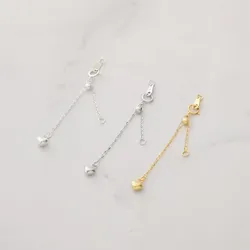 1Piece Solid 925 Sterling Silver Adjustable Buckle Necklace Extension Chain DIY Jewelry Making Accessories Tail