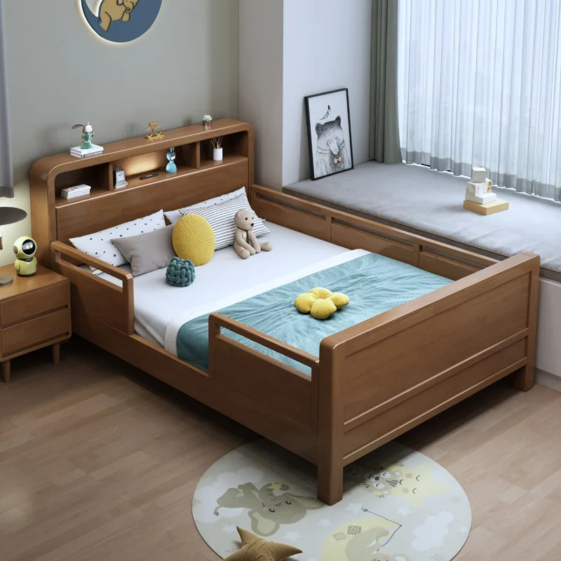 Factory Direct 2026 Top Rated Solid Wood Children's Bed with Guardrail Boys and Girls Bed Simple Small Unit Single Bed Children