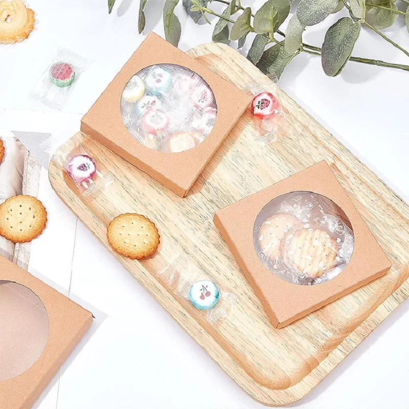 

Square Paper Boxes with Round Window White Kraft Bakery Boxes Gift Packaging Boxes for Dessert Cake