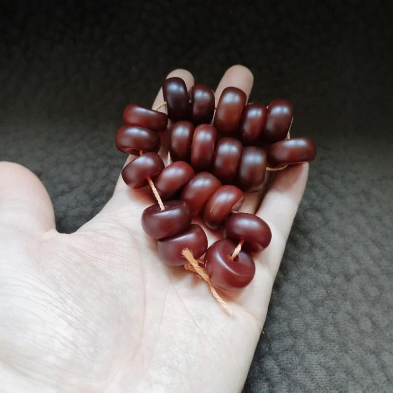 Tibetan Area Returned Old Patina Abacus One Strand Auspicious Red Agate Spacer Beads