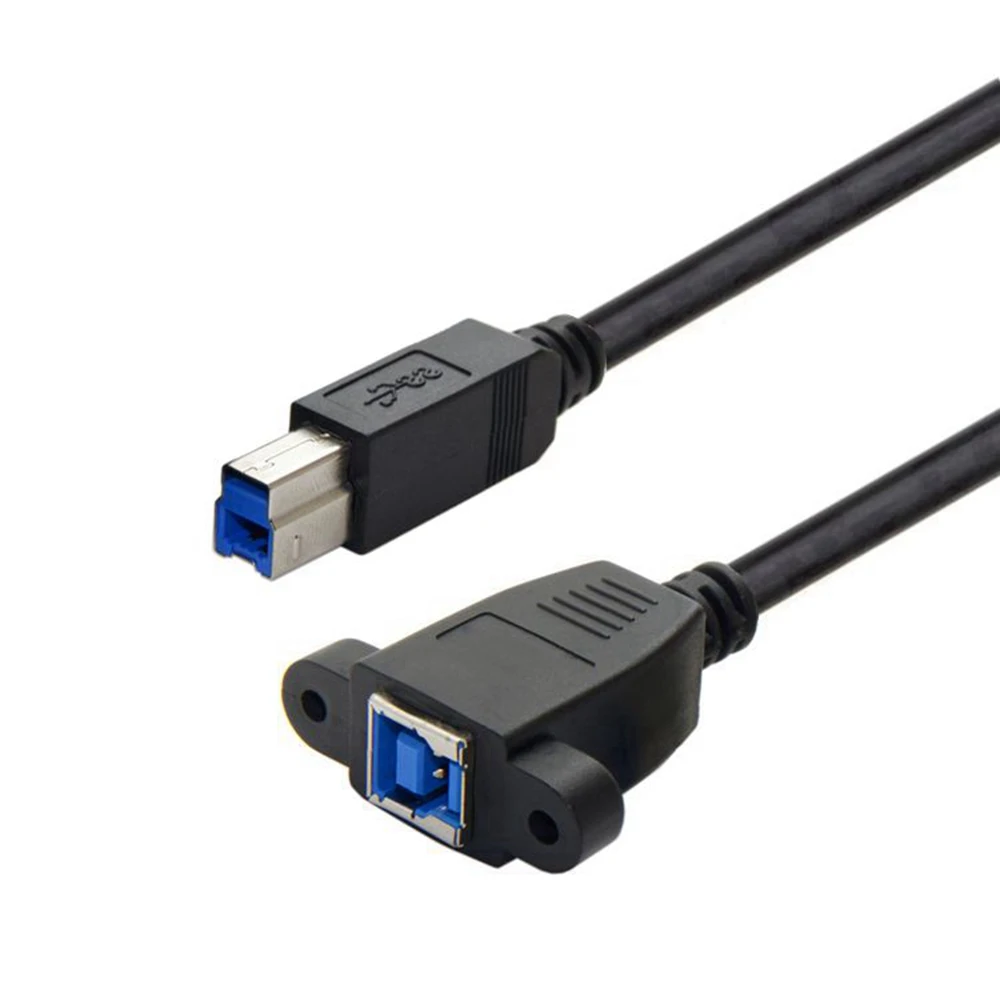 USB 3.0 B male To female Extension Cable with Panel Mount black color 0.5m