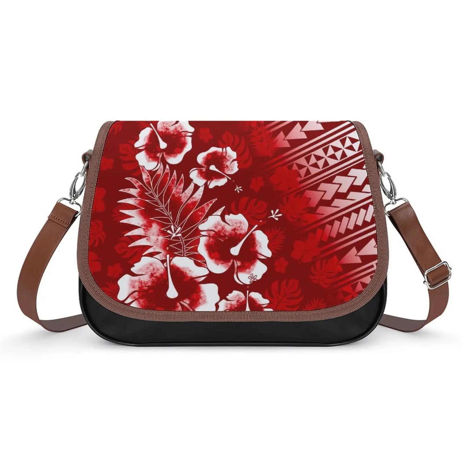 

Самоанская женская сумка через плечо с цветочным принтом на заказ, полинезийский остров, дизайн с этническим узором, женская сумка, сумка через плечо из искусственной кожи