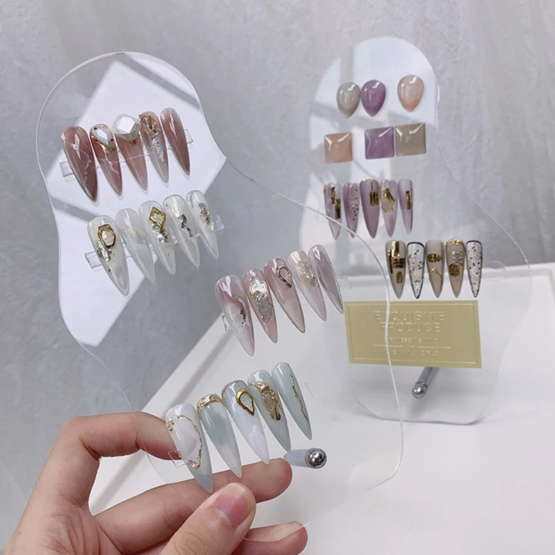 1Pcs Nail Art False Tips Display Board Irregular Acrylic Transparent Nail Gel Polish Showing Shelf Display Stand Manicure Tool