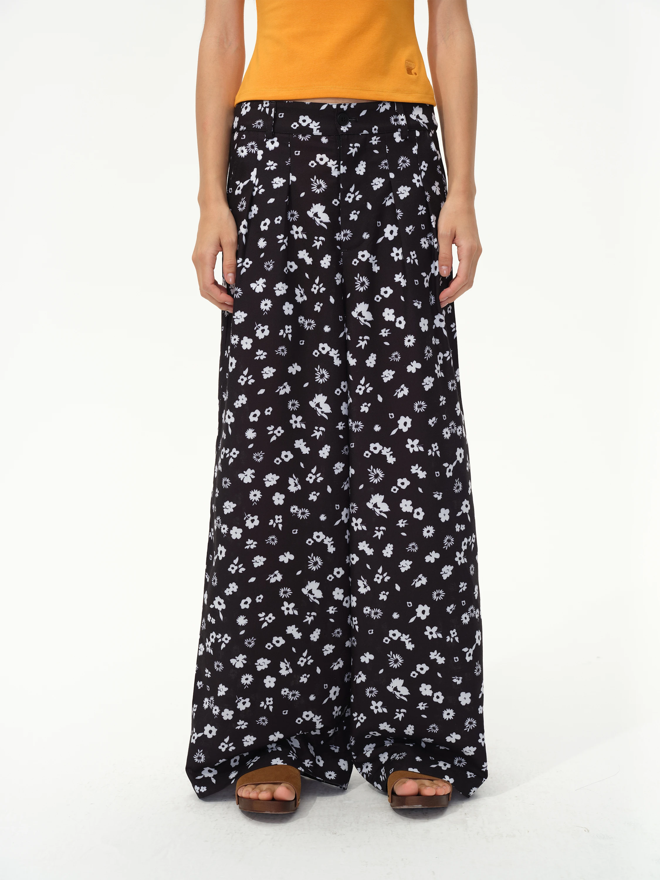 

Женские модные повседневные брюки 747 матового цвета с цветочным принтом, свободного кроя, с широкими штанинами, в стиле ретро, из льна, с мелким цветочным узором