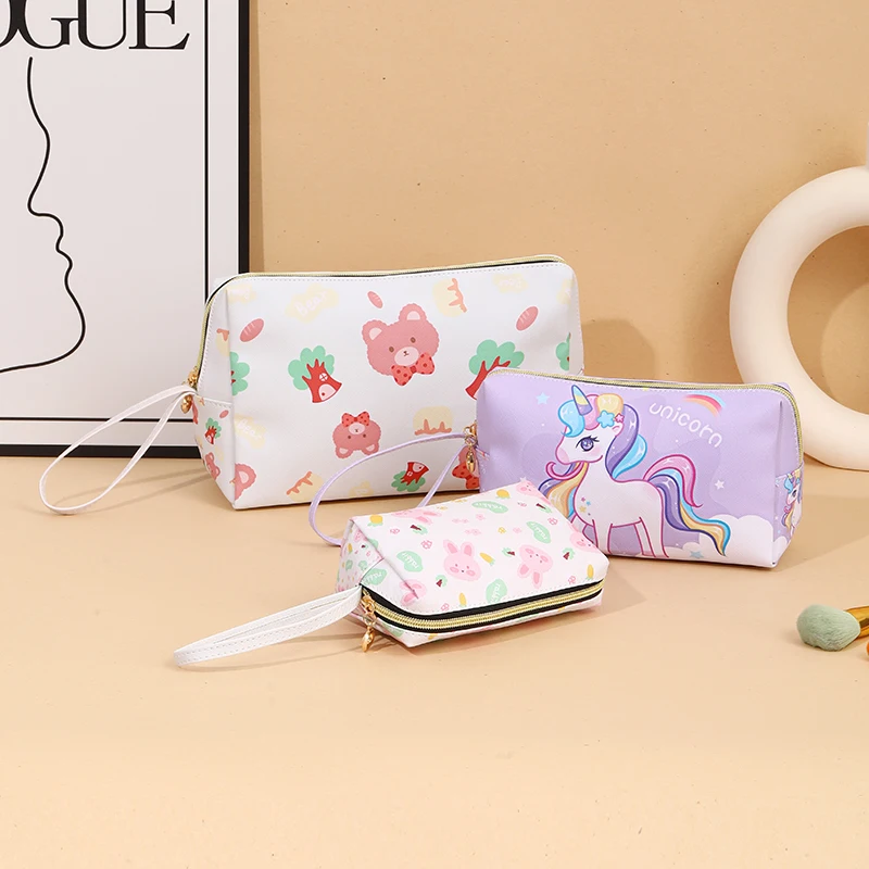 

Cartoon animal waterproof large-capacity cosmetic bag three-piece beauty tool storage bag cute girl heart pencil case