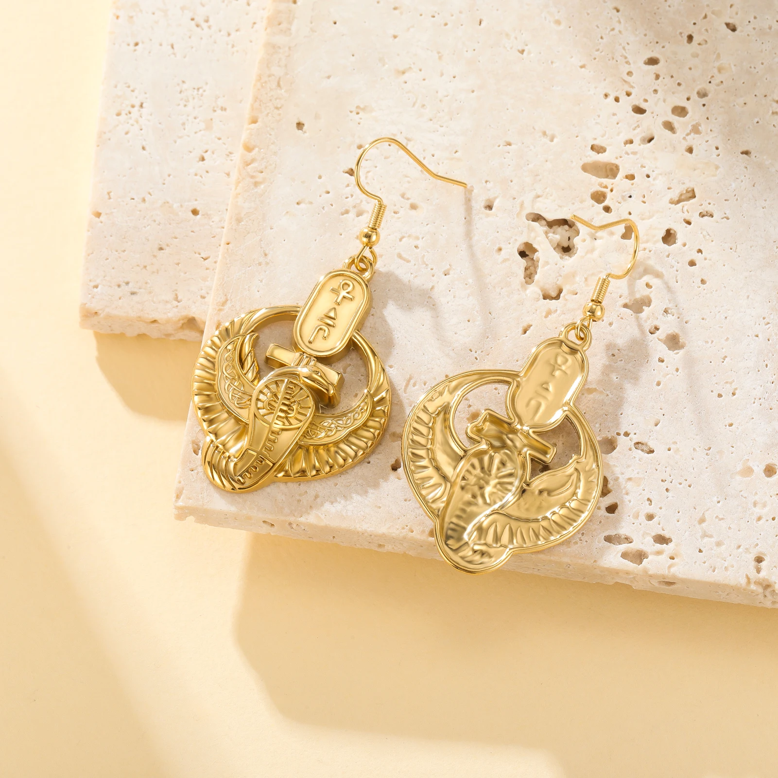 Vintage Egypt Scarab Ankh Symbol Drop Earrings Ancient Egyptian Mythology Spiritual Amulet Jewelry Birthday Festival Gifts
