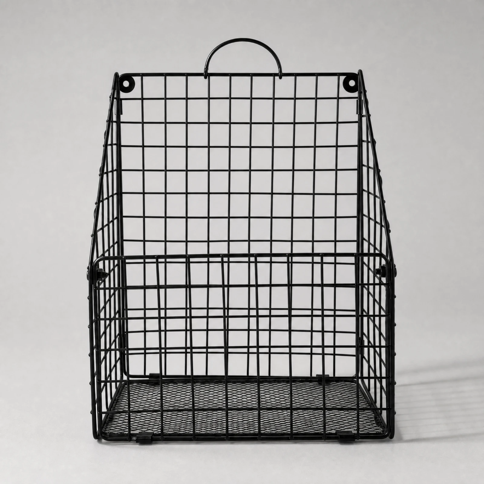 Black Metal Wire Wall Basket Space-Saving Wall Basket with Label Holder Easy Installation Sturdy for Home Office, Entryway